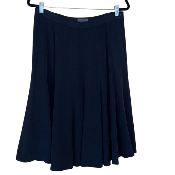 The J. Peterman Company Vintage A-Line Midi Black 100% Silk Skirt, Size 14 - Picture 2 of 12